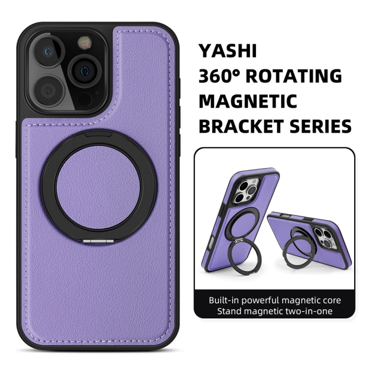 For iPhone 16 Pro Yashi 360 Degree Rotating MagSafe Holder Phone Case(Purple)