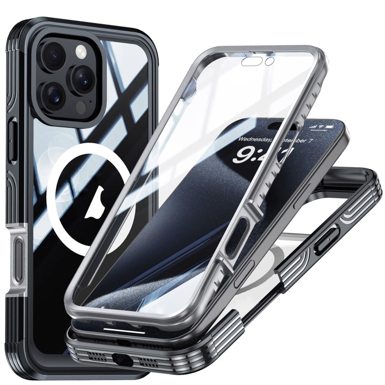 For iPhone 16 Pro RedPepper Tempered Glass MagSafe Phone Case(Black Grey)