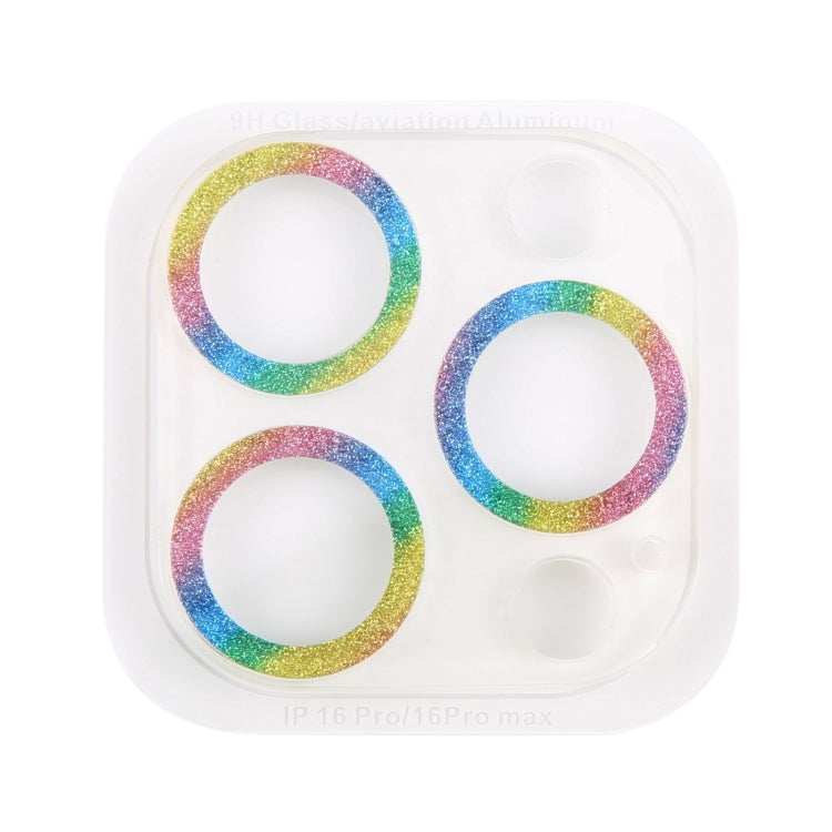 For iPhone 16 Pro / 16 Pro Max Glitter Ring Tempered Glass Camera Lens Film(Colorful)