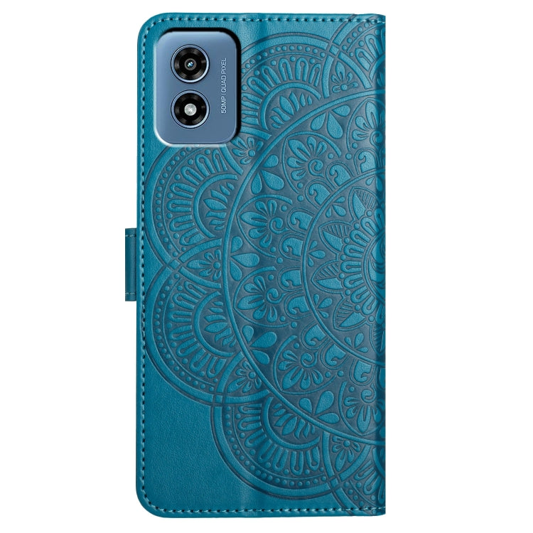 For Motorola Moto G Play 2024 Flower Embossed Leather Phone Case(Blue)