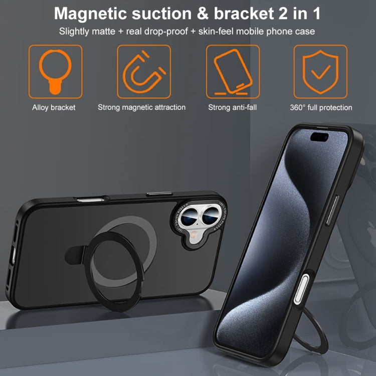 For iPhone 16 Pro Max Skin Feel MagSafe Magnetic Holder Phone Case(Transparent)