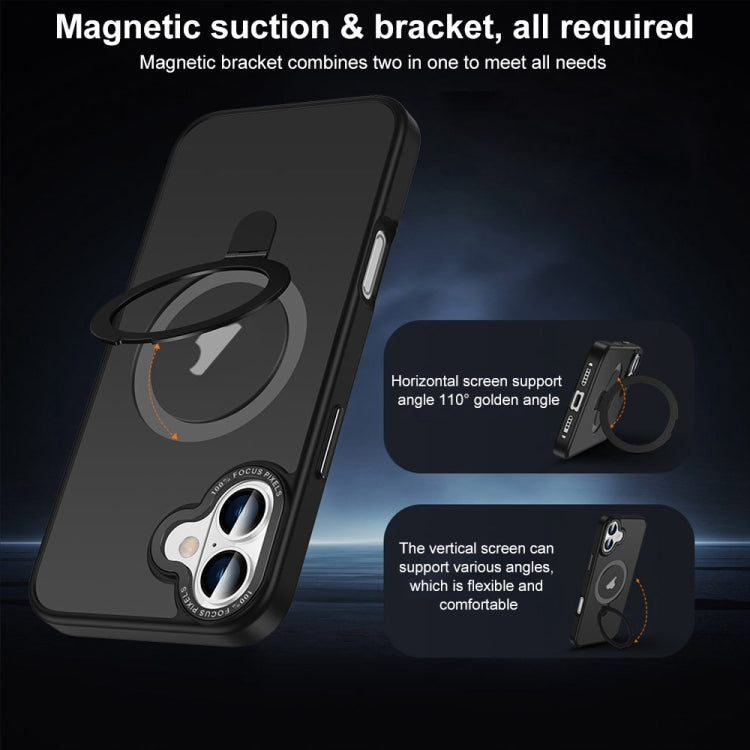 For iPhone 16 Pro Max Skin Feel MagSafe Magnetic Holder Phone Case(Transparent)