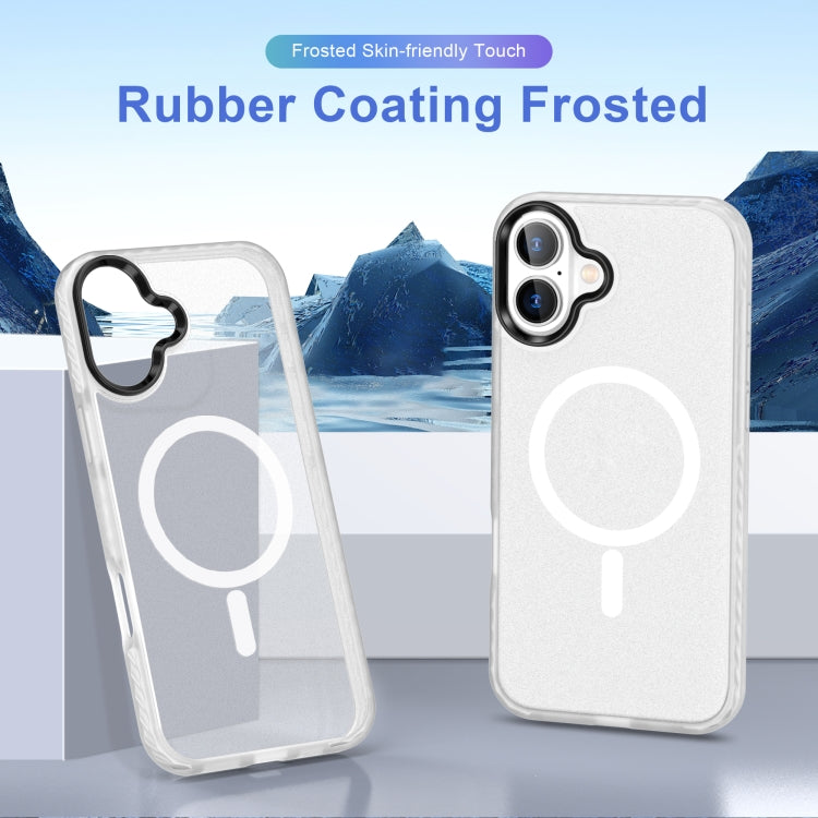 For iPhone 16 Frosted Skin Feel MagSafe Transparent Phone Case(White)