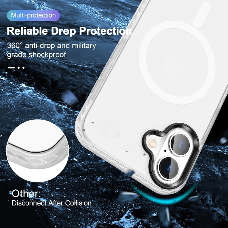 For iPhone 16 Frosted Skin Feel MagSafe Transparent Phone Case(White)