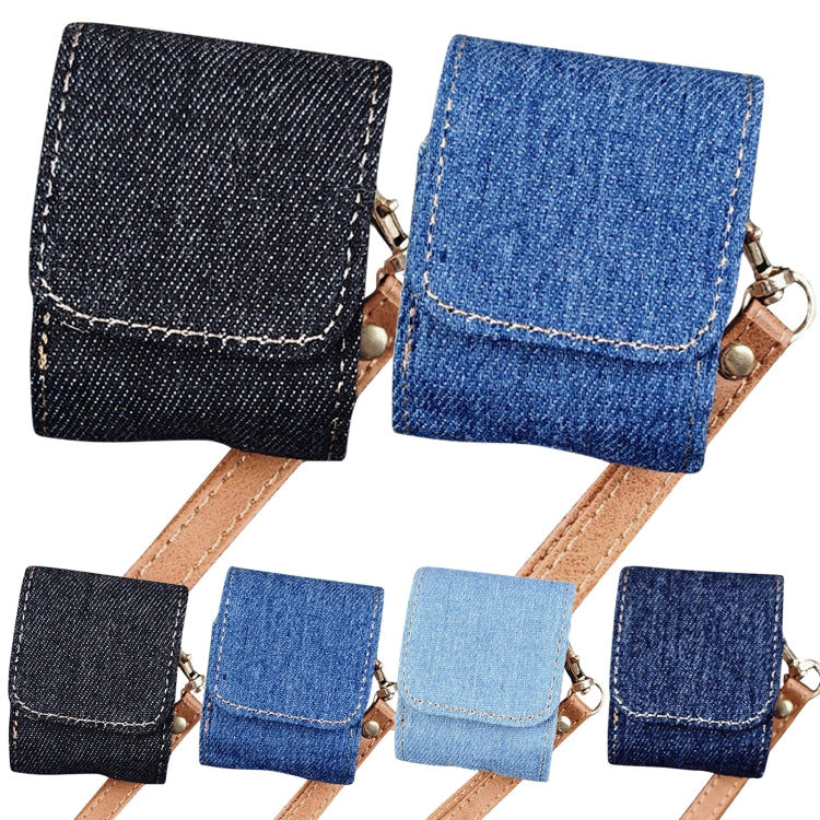 For AirPods 1 / 2 Cowboy Fabric Texture PU Headset Protective Bag(Black)