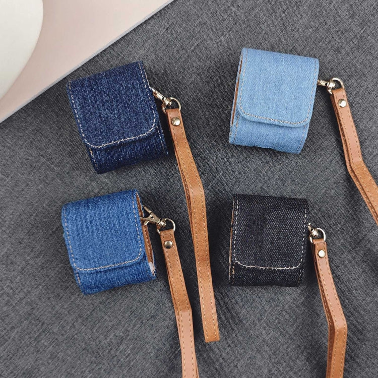 For AirPods 1 / 2 Cowboy Fabric Texture PU Headset Protective Bag(Light Blue) - free shipping - PMC Jewellery - Order now!