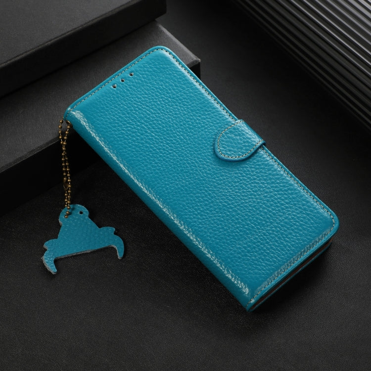 For Motorola Moto G75 5G Genuine Leather Litchi Texture RFID Leather Phone Case(Blue)