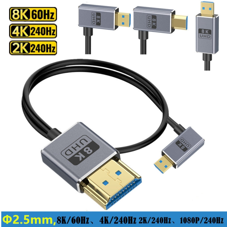1.2m Coaxial Micro HDMI to HDMI 8K UHD 48Gbps Video Connection Cable, Style:Straight Head