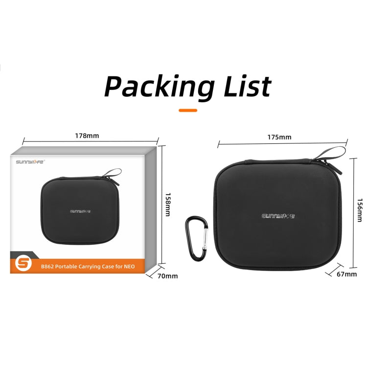 For DJI Neo Sunnylife Body Storage Case Box Suitcase(Black)