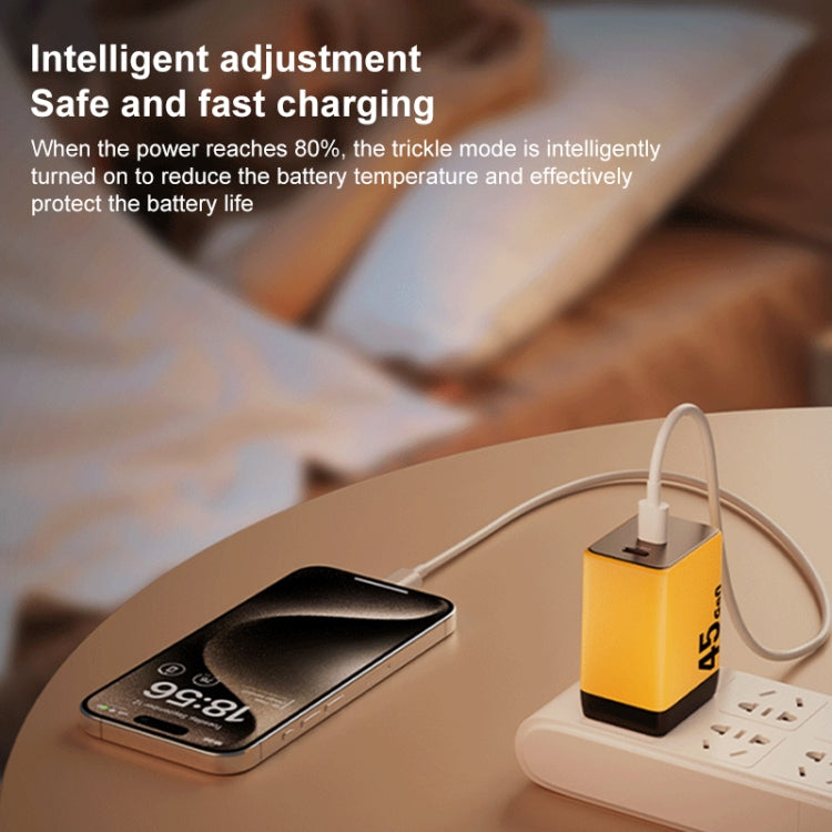 WK WP-U33 45W USB-C / Type-Cx2 GaN Fast Charger, Plug Type:EU Plug(Yellow)