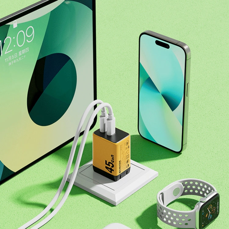 WK WP-U33 45W USB-C / Type-Cx2 GaN Fast Charger, Plug Type:EU Plug(Green) - free shipping - PMC TechLife - Order now!