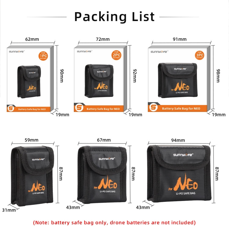 For DJI Neo Sunnylife Battery Explosion-proof Safe Bag Protective Li-Po Safe Bag(For 1pc Battery) - free shipping - PMC Jewellery - Order now!