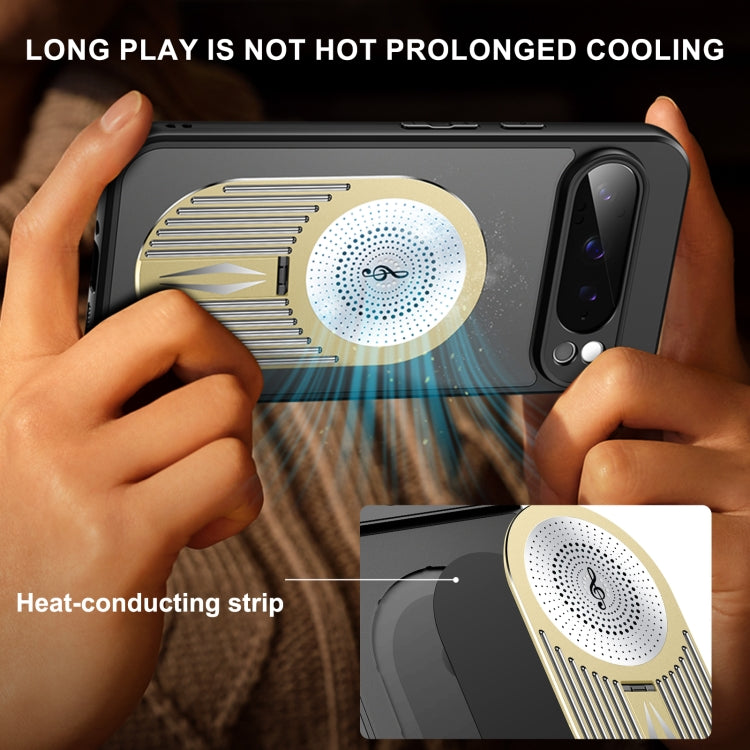 For Google Pixel 9 / 9 Pro Heat Dissipation Aromatherapy MagSafe Holder Phone Case(Gold)
