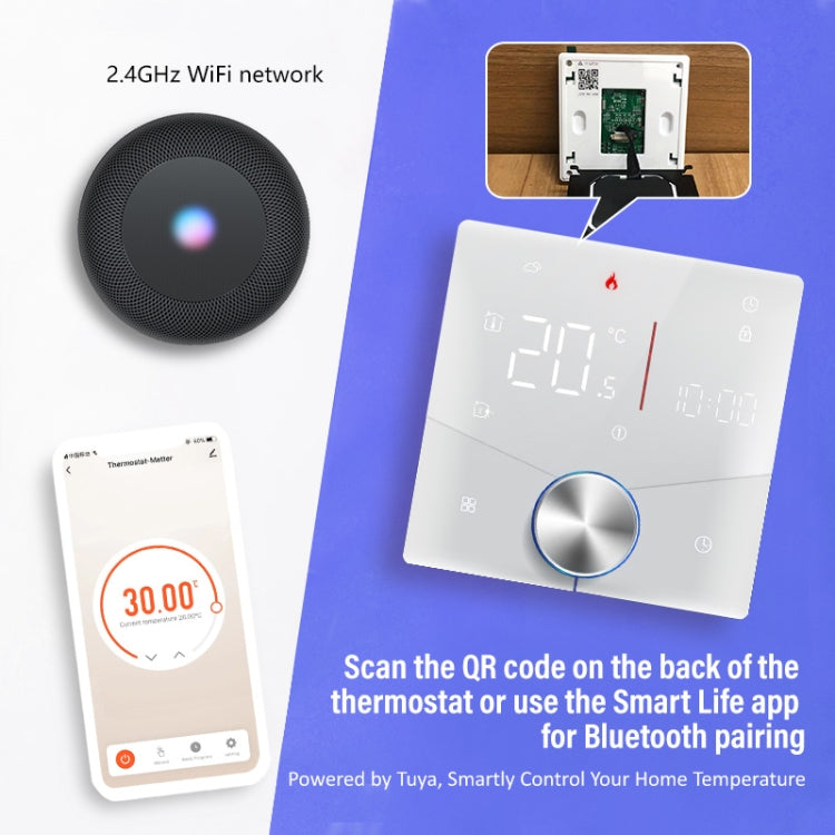 BHT-009GALW-MT Water Heating WiFi Smart Home LED Thermostat with Matter(Black)