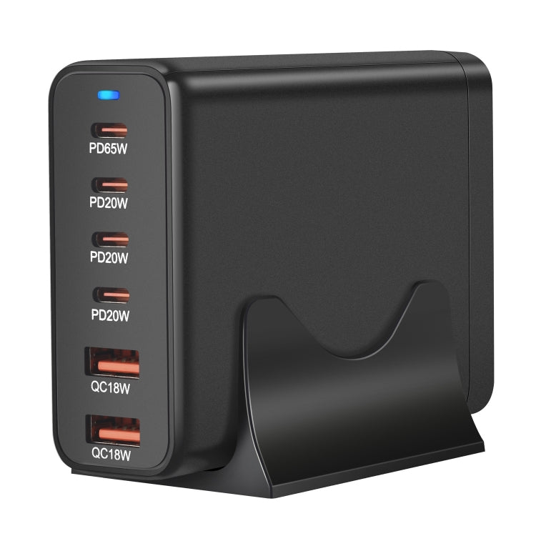 155W 4Type-C, 2USB 6-Ports Desktop Fast Charger, Plug Type:US Plug(Black)