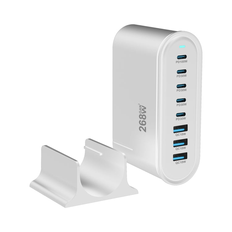 YMX-968 268W 5Type-C, 3USB 8-Ports Desktop Fast Charger, Plug Type:US Plug(White)