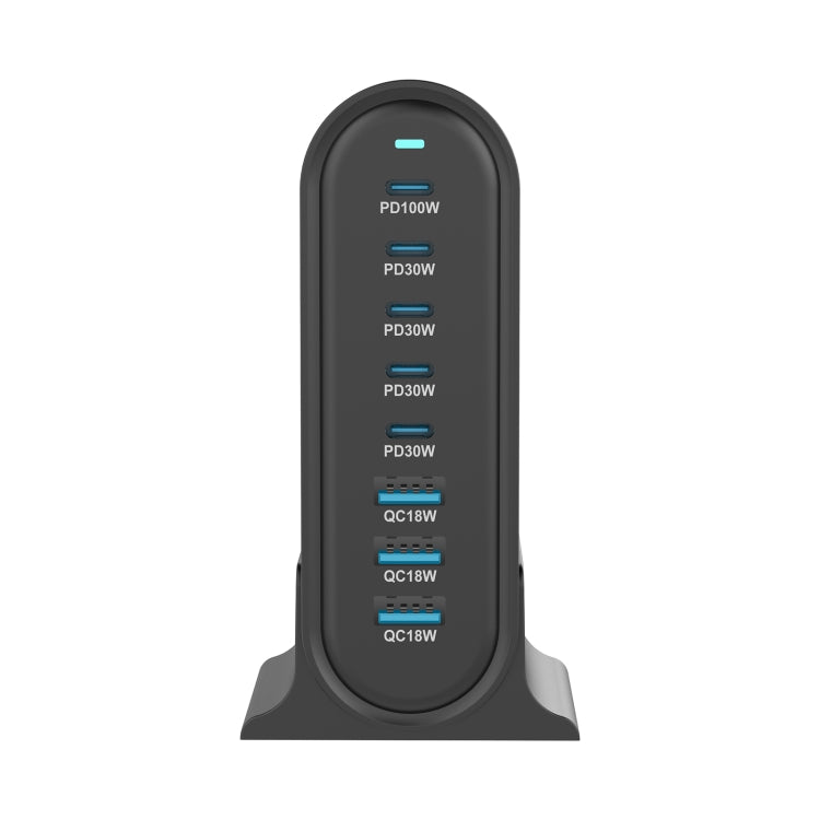 YMX-968 268W 5Type-C, 3USB 8-Ports Desktop Fast Charger, Plug Type:EU Plug(Black)