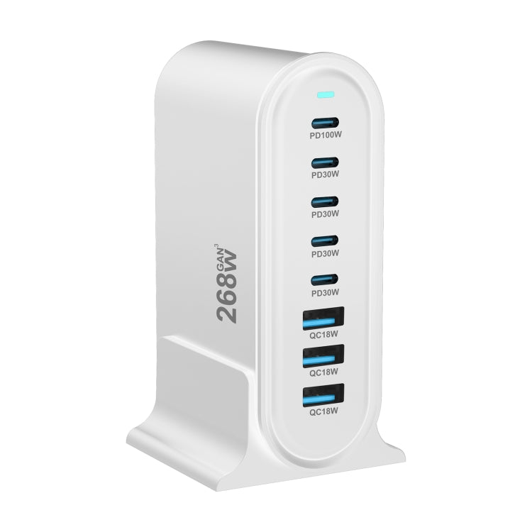 YMX-968 268W 5Type-C, 3USB 8-Ports Desktop Fast Charger, Plug Type:EU Plug(White) - Multifunction Charger by PMC Jewellery | Online Shopping South Africa | PMC Jewellery | Buy Now Pay Later Mobicred