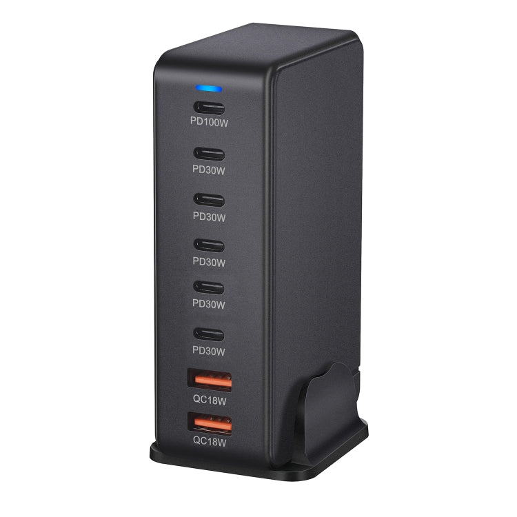 YMX-986 286W 6 Type-C, 2 USB 8-Ports Desktop Fast Charger, Plug Type:US Plug(Black)
