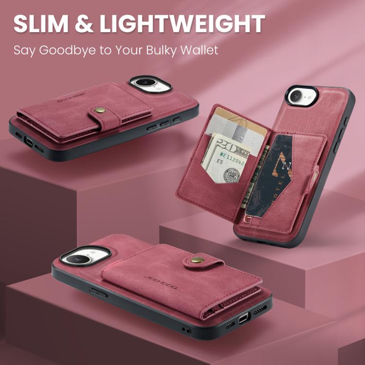 For iPhone 16e JEEHOOD J01 Retro Magnetic Detachable Wallet Phone Case(Red) - free shipping - PMc TechLife - Order now!