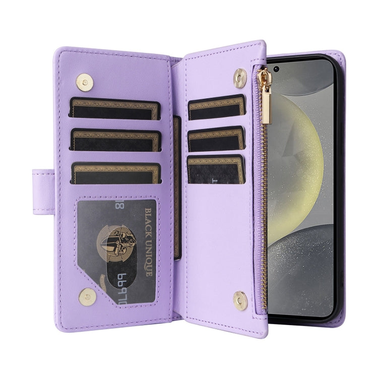 For Samsung Galaxy S24+ 5G Crossbody Zipper Wallet Rhombus Leather Phone Case(Purple)