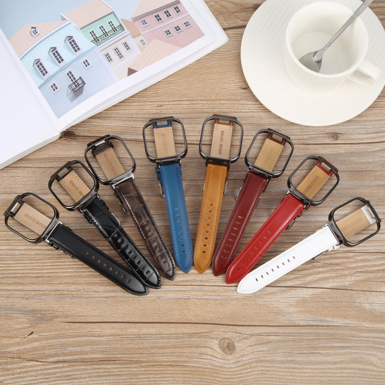 For Redmi Watch 4 Metal Black Frame Genuine Leather Watch Band(Blue) - free shipping - PMc TechLife - Order now!