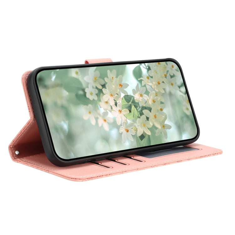 For Samsung Galaxy S25+ 5G Floral Embossed Pattern Leather Phone Case(Pink)