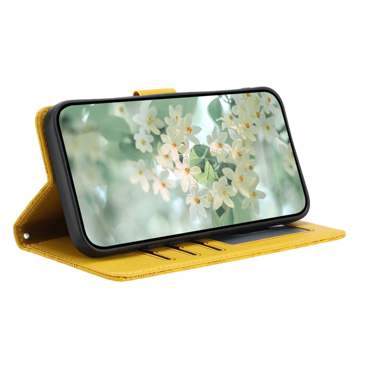 For Samsung Galaxy S25 5G Floral Embossed Pattern Leather Phone Case(Yellow)