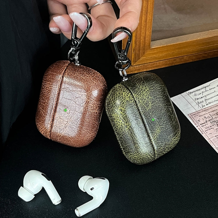 For AirPods 3 Retro Oil Leather Bluetooth Earphones Protective Case(White)
