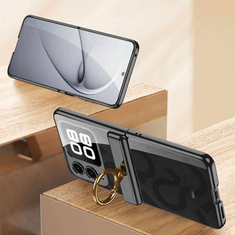 For Huawei nova Flip GKK Integrated Magnetic Folding Phantom Rotary Phone Case with Ring Holder(Black)