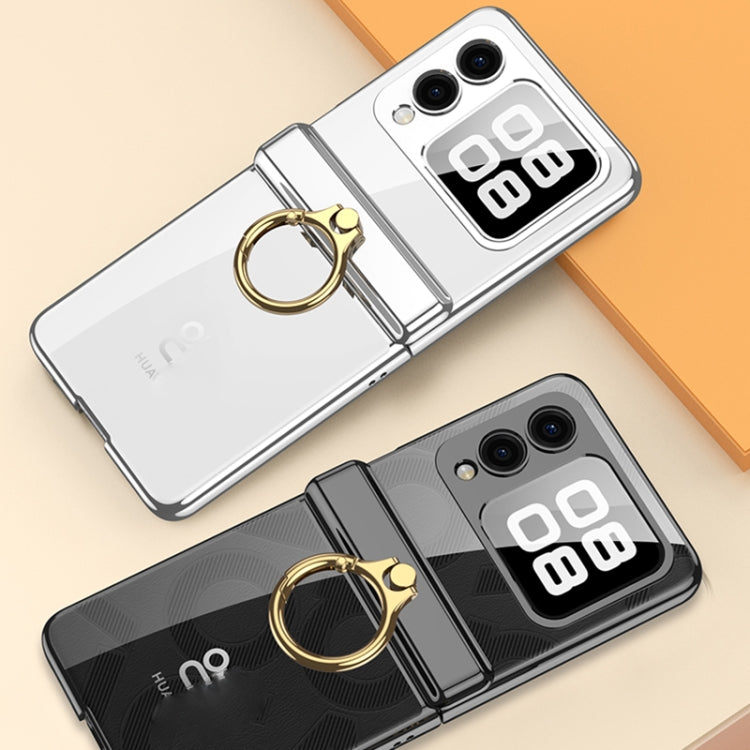 For Huawei nova Flip GKK Integrated Magnetic Folding Phantom Rotary Phone Case with Ring Holder(Silver)