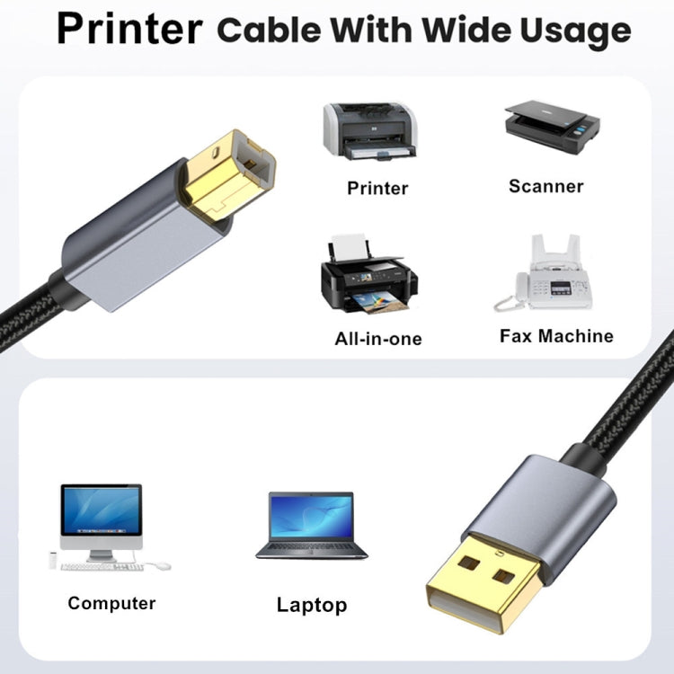 USB 2.0 A Male to B Male Square Port Printer Data Transmission Extension Cable, Length:10m