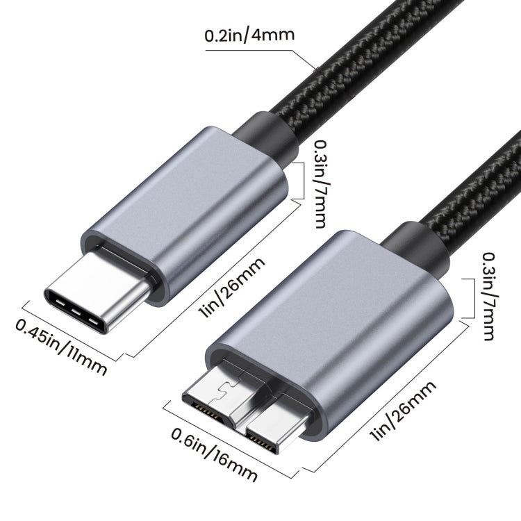 10Gbps USB-C / Type-C 3.1 to Micro B Mobile Hard Disk Adapter Cable, Length:3m - Cable & Adapters by PMC TechLife | Online Shopping South Africa | PMC TechLife | Buy Now Pay Later Mobicred