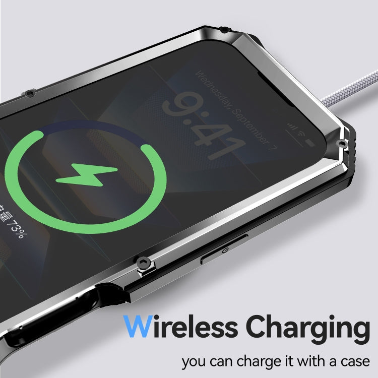 For iPhone 16 Pro Max R-JUST Life Waterproof Dustproof Shockproof Holder Phone Case(Silver) - free shipping - PMC Jewellery - Order now!