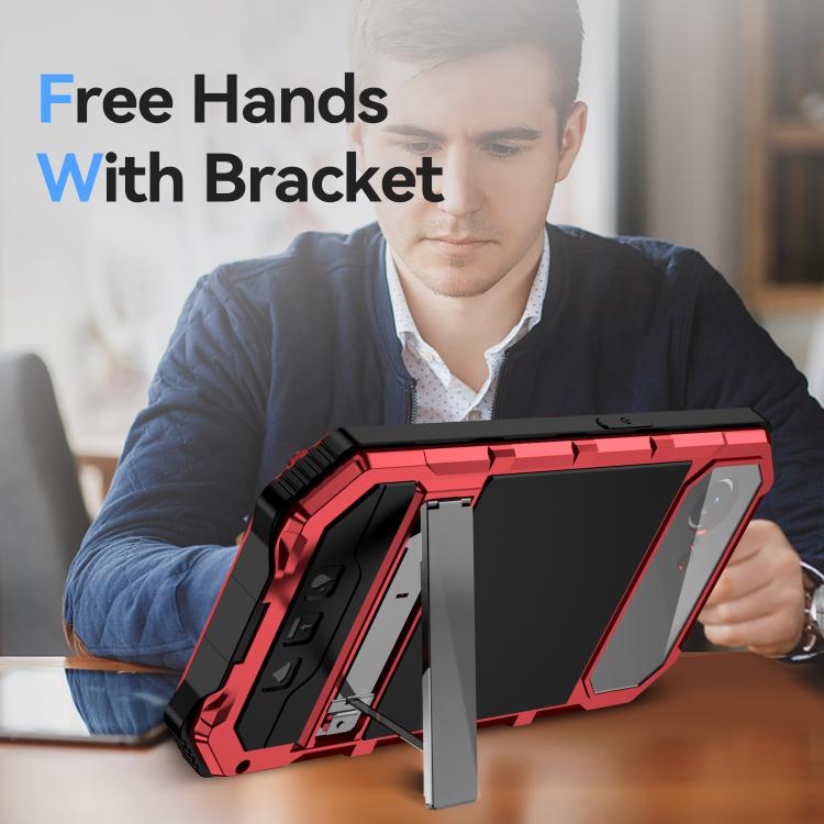 For iPhone 16e R-JUST Life Water-resistant Dustproof Shockproof Holder Phone Case(Red)