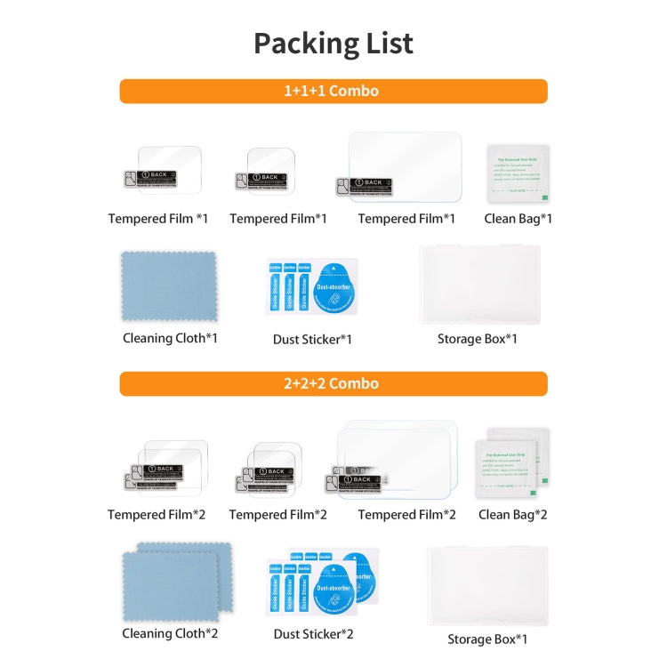 For GoPro HERO13 Black Sunnylife 3 in 1 Lens Protector Front and Rear Screen Tempered Glass Films, Quantity:2 + 2 + 2 Sets - free shipping - PMC TechLife - Order now!