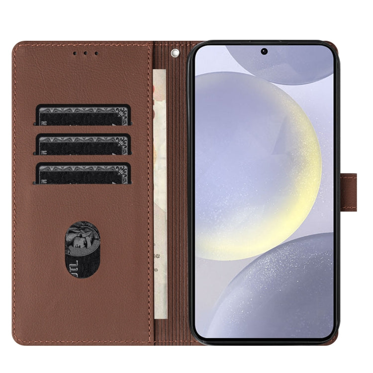 For Samsung Galaxy S25+ 5G Cartoon Elephant Embossed Leather Phone Case(Brown)