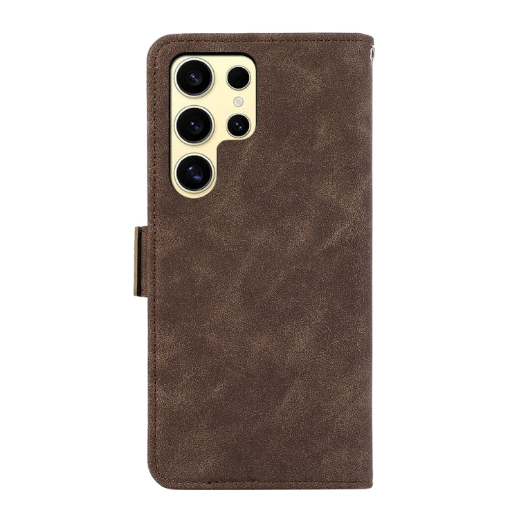 For Samsung Galaxy S25 Ultra 5G ABEEL Frosted Magnetic RFID Leather Phone Case(Brown)