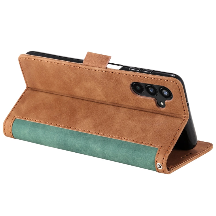 For Samsung Galaxy S25 5G Retro Splicing Horizontal Flip Leather Phone Case(Green) - Galaxy S25 5G Cases by PMC TechLife | Online Shopping South Africa | PMC TechLife | Buy Now Pay Later Mobicred