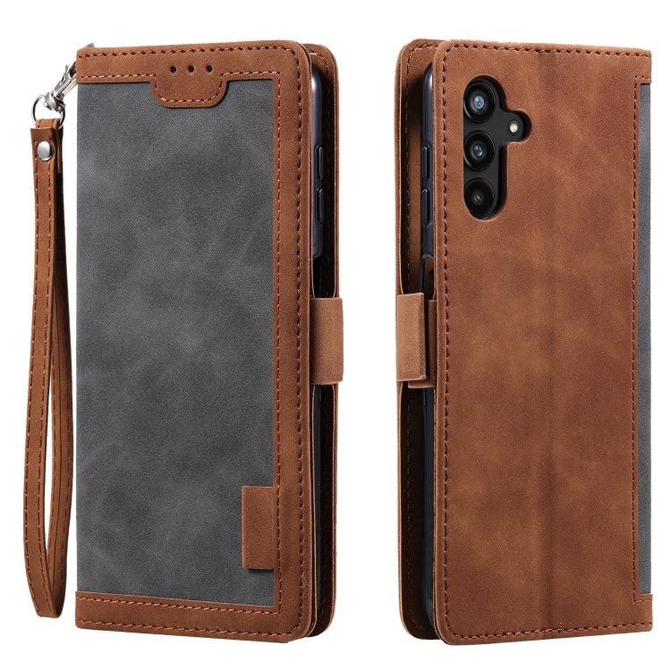 For Samsung Galaxy S25 5G Retro Splicing Horizontal Flip Leather Phone Case(Grey)