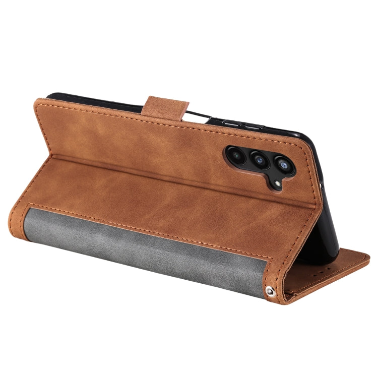 For Samsung Galaxy S25 5G Retro Splicing Horizontal Flip Leather Phone Case(Grey) - Galaxy S25 5G Cases by PMC TechLife | Online Shopping South Africa | PMC TechLife | Buy Now Pay Later Mobicred