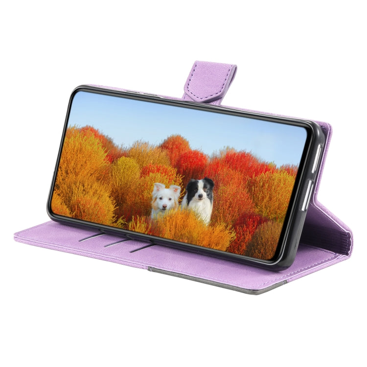 For Samsung Galaxy S25 Ultra 5G TTUDRCH Embossed Line Splicing Leather Phone Case(Purple)