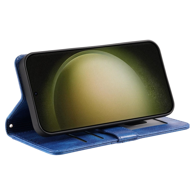 For Samsung Galaxy S25 5G Simple 6-Card Wallet Leather Phone Case(Blue)