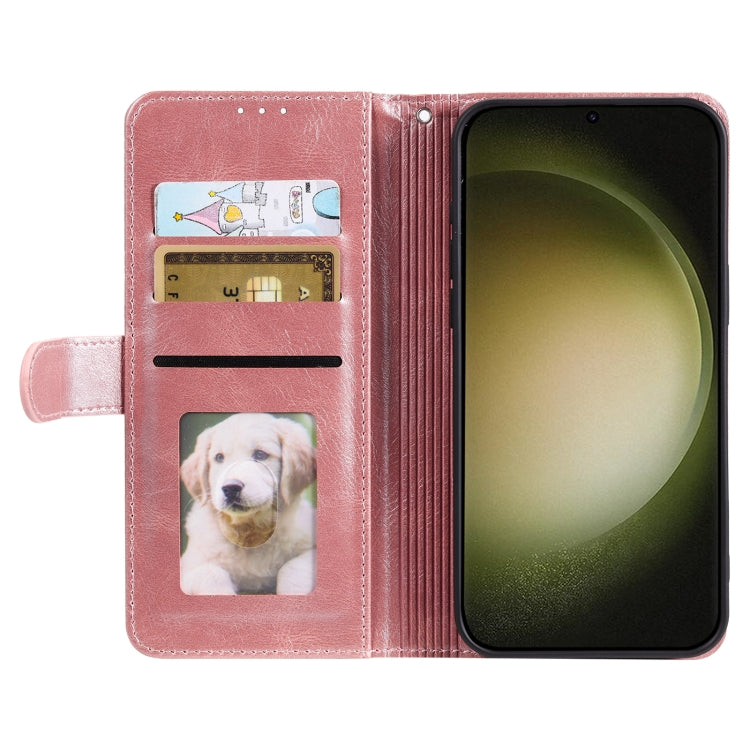 For Samsung Galaxy S25+ 5G Simple 6-Card Wallet Leather Phone Case(Rose Gold)