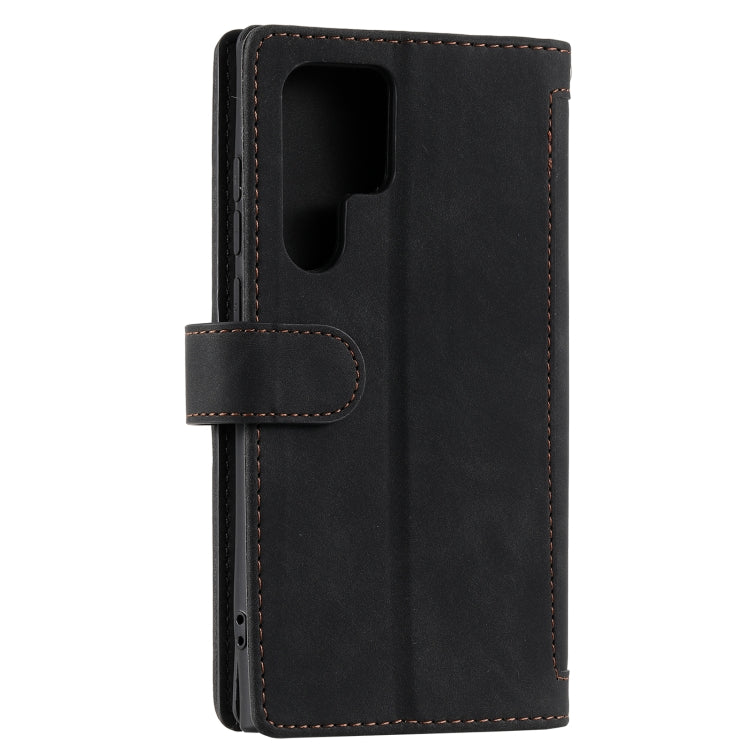 For Samsung Galaxy S25 Ultra 5G Nine Card Zipper Bag Leather Phone Case with Lanyard(Black)