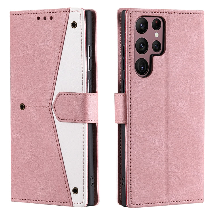 For Samsung Galaxy S25 Ultra 5G Nail Skin Feel Stitching Calf Texture Leather Phone Case(Rose Gold)