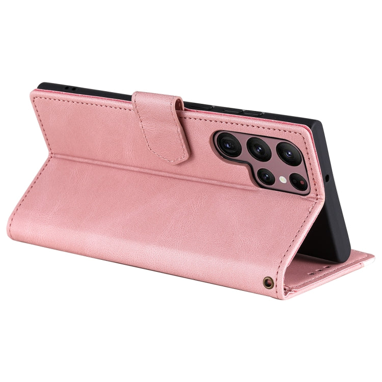 For Samsung Galaxy S25 Ultra 5G Nail Skin Feel Stitching Calf Texture Leather Phone Case(Rose Gold)