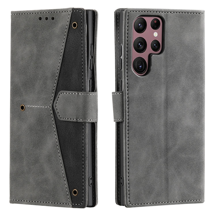 For Samsung Galaxy S25 Ultra 5G Nail Skin Feel Stitching Calf Texture Leather Phone Case(Grey)