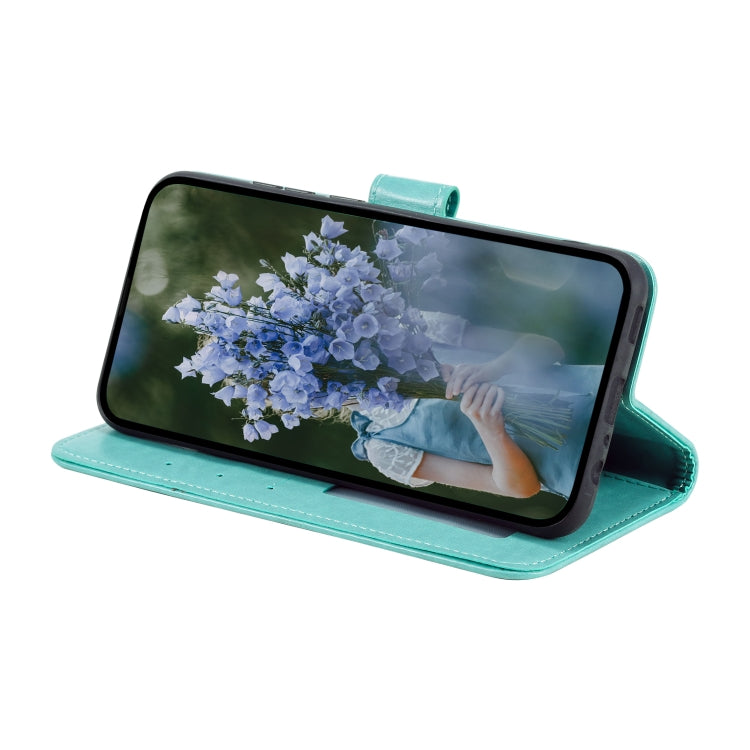 For Samsung Galaxy S25 5G Totem Flower Embossed Leather Phone Case with Lanyard(Green) - free shipping - PMC Jewellery - Order now!