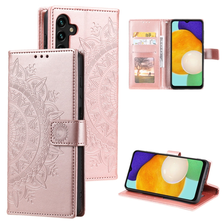 For Samsung Galaxy S25+ 5G Totem Flower Embossed Leather Phone Case(Rose Gold)